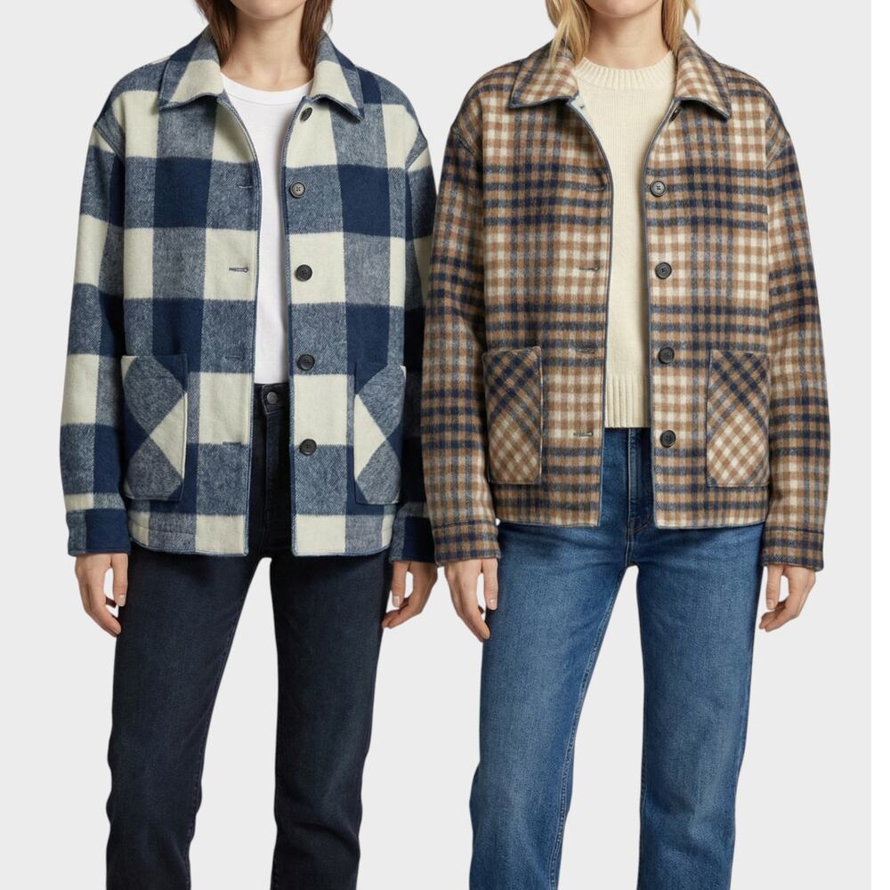 Charlie B Collection Reversible Fall Plaid Button Up Coat XL Wool Blend